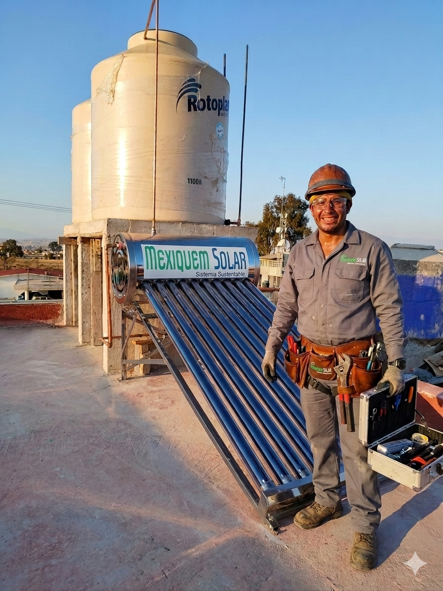 Técnico instalando calentador